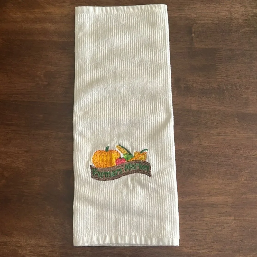 White Cotton Farmers Market Sign Vegetables Kitchen Bar-Mop 18” by 16”